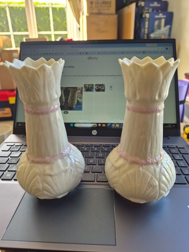 Pair belleek pottery vases - of,