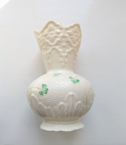 Belleek bud vase - belleek, (shamrock)