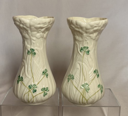 Belleek pottery pair - pair, small