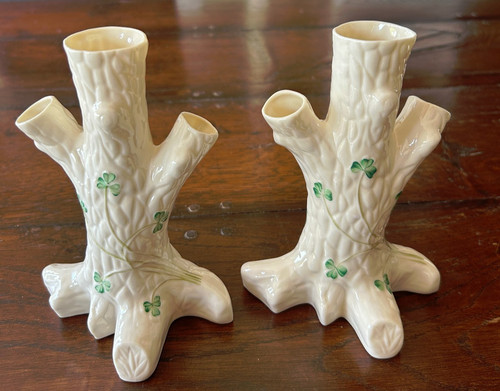 Vintage pair belleek tree - pair,