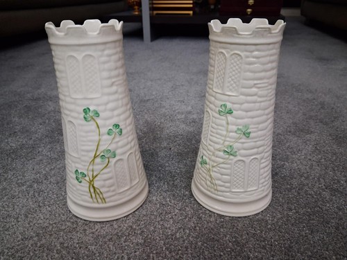 Belleek castle tower vase - castle, pair